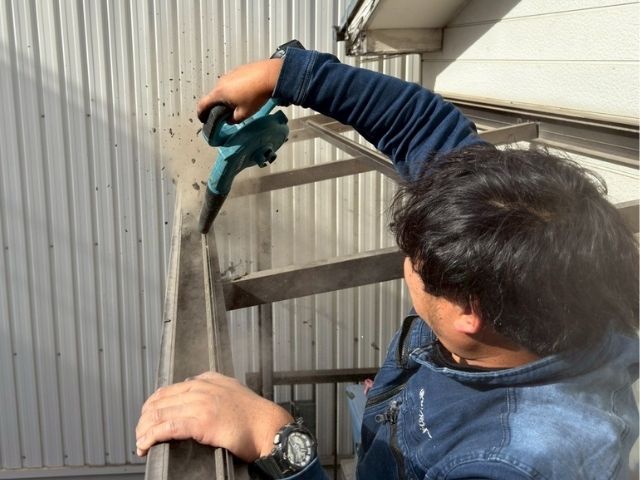 テラス屋根の張替え中