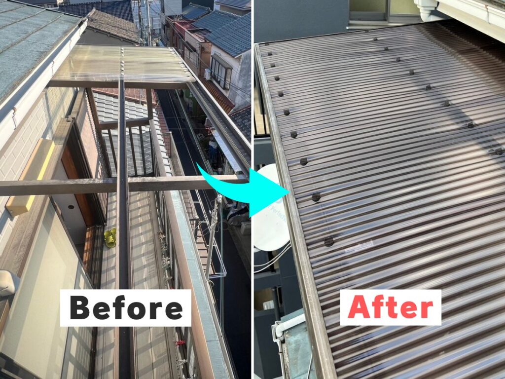 2階ベランダ屋根の張替え事例
