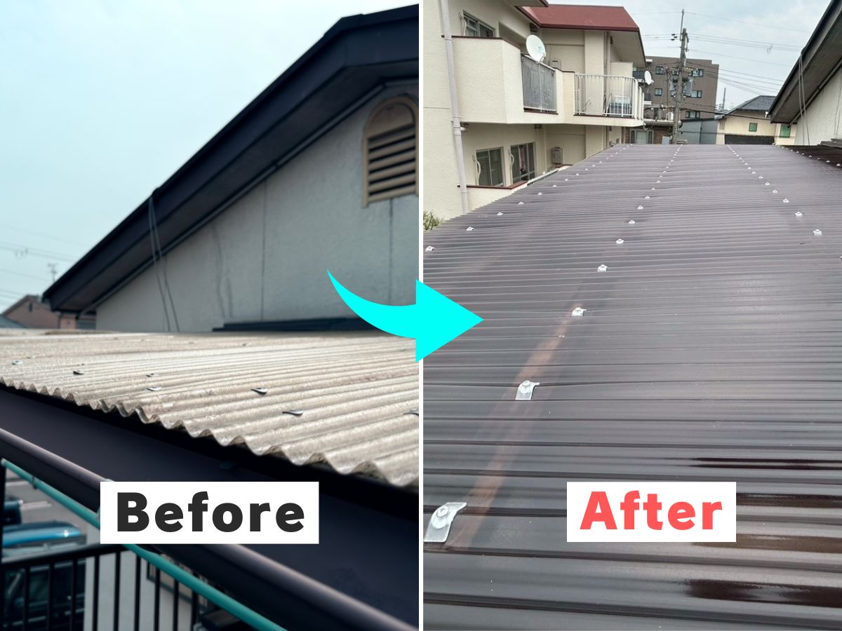 バタつく2階ベランダ屋根の張替え事例